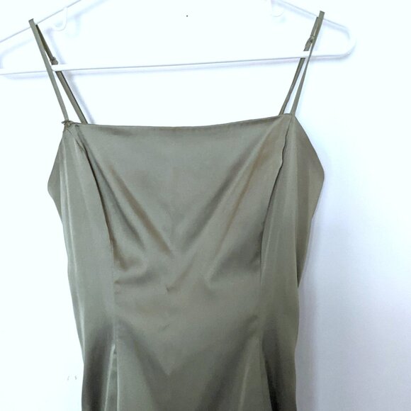 Aritzia Sunday Best Shimmer Satin Mini Dress in Sage Frost Size 00 - Picture 3 of 13